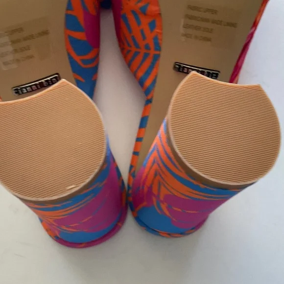 GIANNI BINI Keily Palm Printed Bow Detail Block Heel Dress Sandal Size 7.5 - Picture 5 of 10